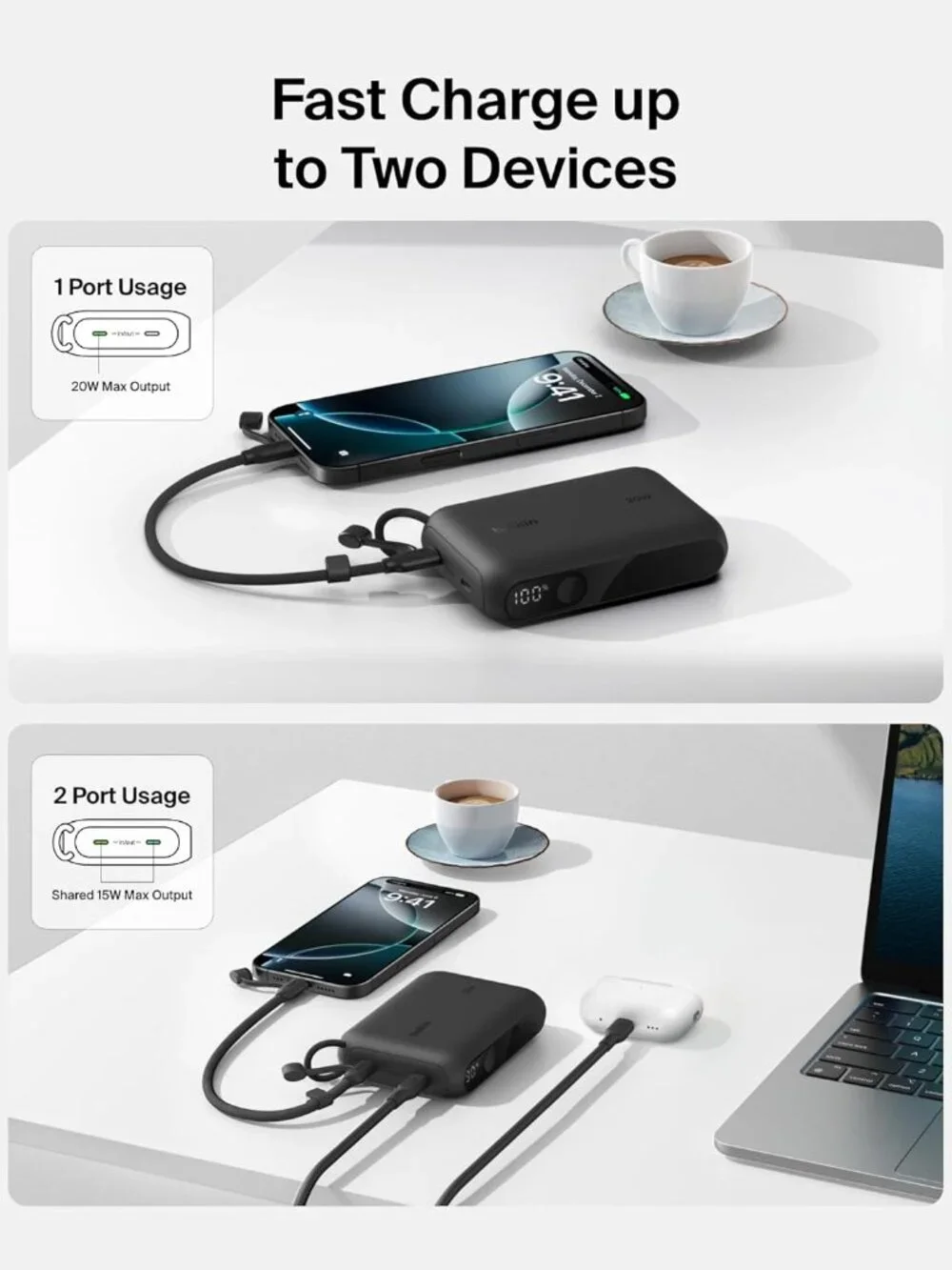 Belkin Slim 10,000mAh USB-C Portable Charger Power Bank - Black - Picture 9 of 10